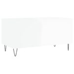 Table basse Blanc brillant 90x44,5x45 cm Bois d'ingénierie – Image 3