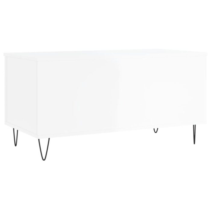 Table basse Blanc brillant 90x44,5x45 cm Bois d'ingénierie – Image 6