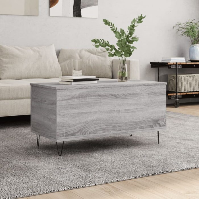 Table basse Sonoma gris 90x44,5x45 cm Bois d'ingénierie – Image 1