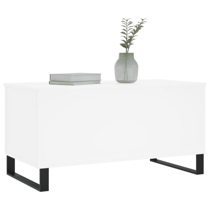 Table basse Blanc 90x44,5x45 cm Bois d'ingénierie – Image 2