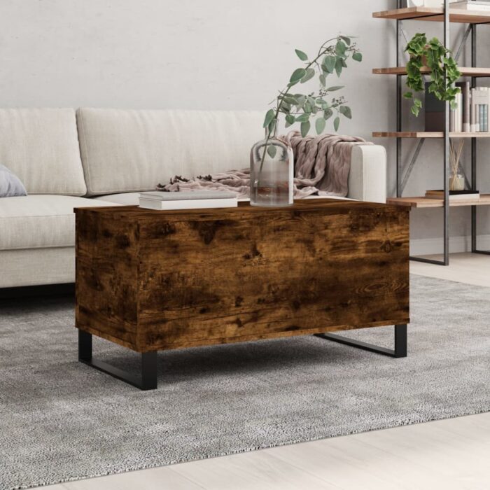 Table basse Chêne fumé 90x44,5x45 cm Bois d'ingénierie – Image 1
