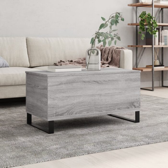 Table basse Sonoma gris 90x44,5x45 cm Bois d'ingénierie – Image 1