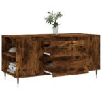 Table basse chêne fumé 102x44,5x50 cm bois d'ingénierie – Image 2