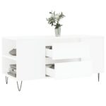 Table basse blanc 102x44,5x50 cm bois d'ingénierie – Image 2