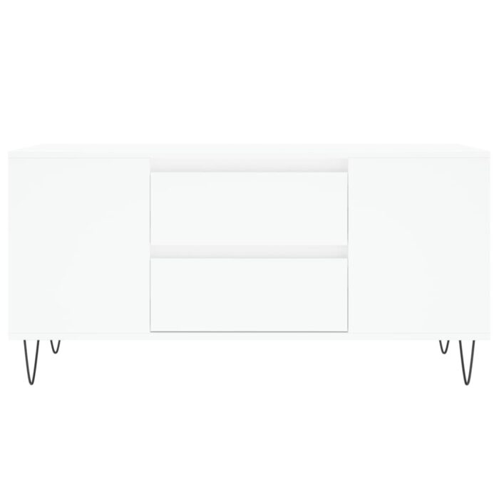 Table basse blanc 102x44,5x50 cm bois d'ingénierie – Image 3