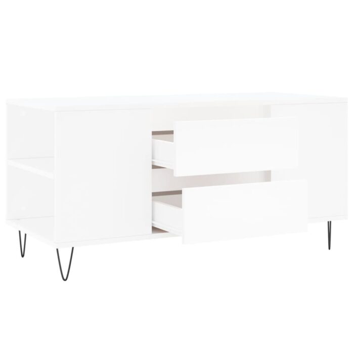 Table basse blanc 102x44,5x50 cm bois d'ingénierie – Image 4