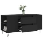 Table basse noir 102x44,5x50 cm bois d'ingénierie – Image 2