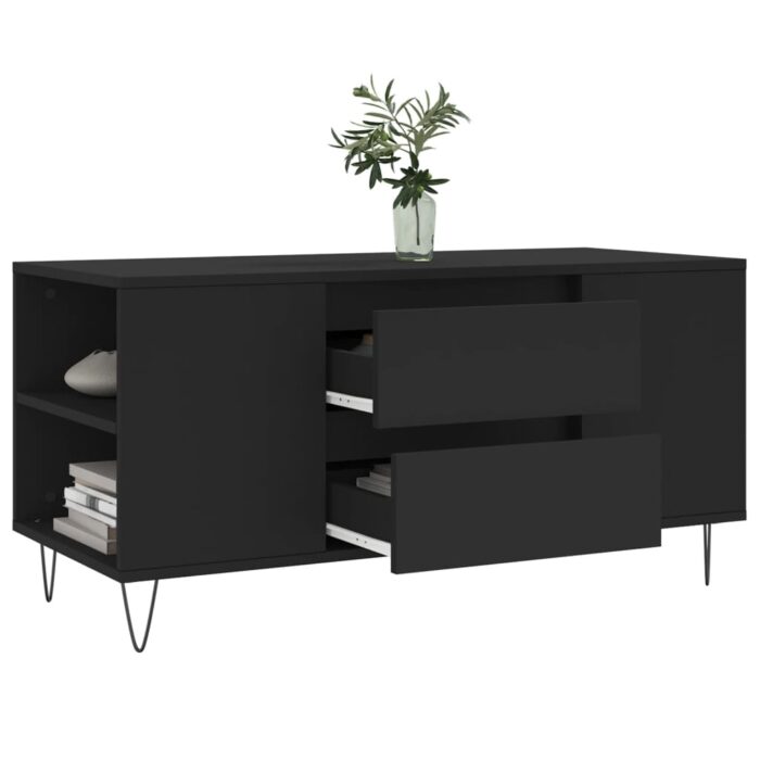 Table basse noir 102x44,5x50 cm bois d'ingénierie – Image 2