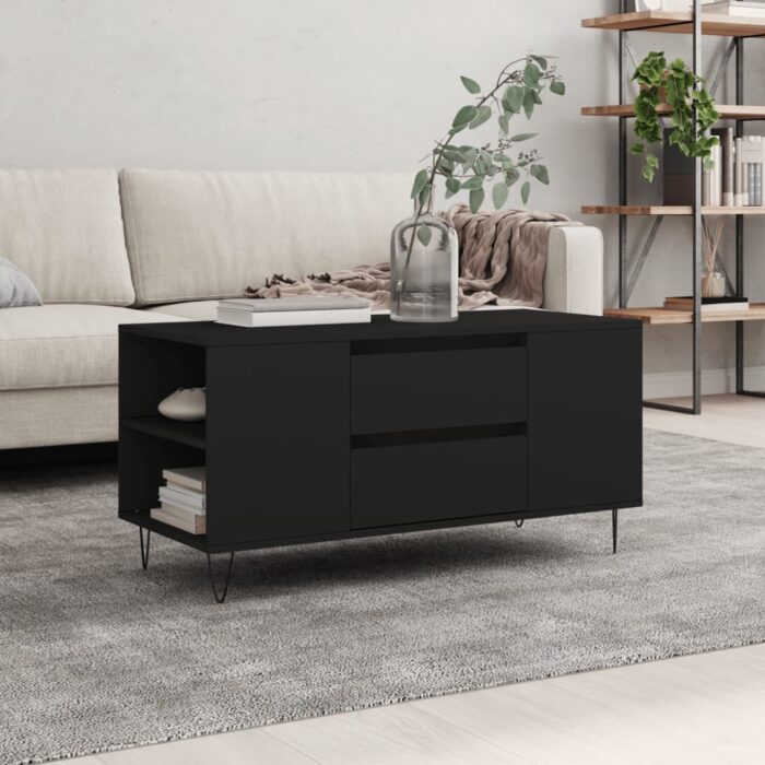 Table basse noir 102x44,5x50 cm bois d'ingénierie – Image 1