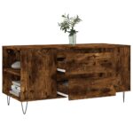 Table basse chêne fumé 102x44,5x50 cm bois d'ingénierie – Image 2