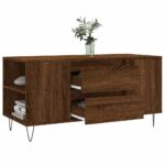 Table basse chêne marron 102x44,5x50 cm bois d'ingénierie – Image 2