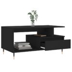 Table basse Noir 90x49x45 cm Bois d'ingénierie – Image 2