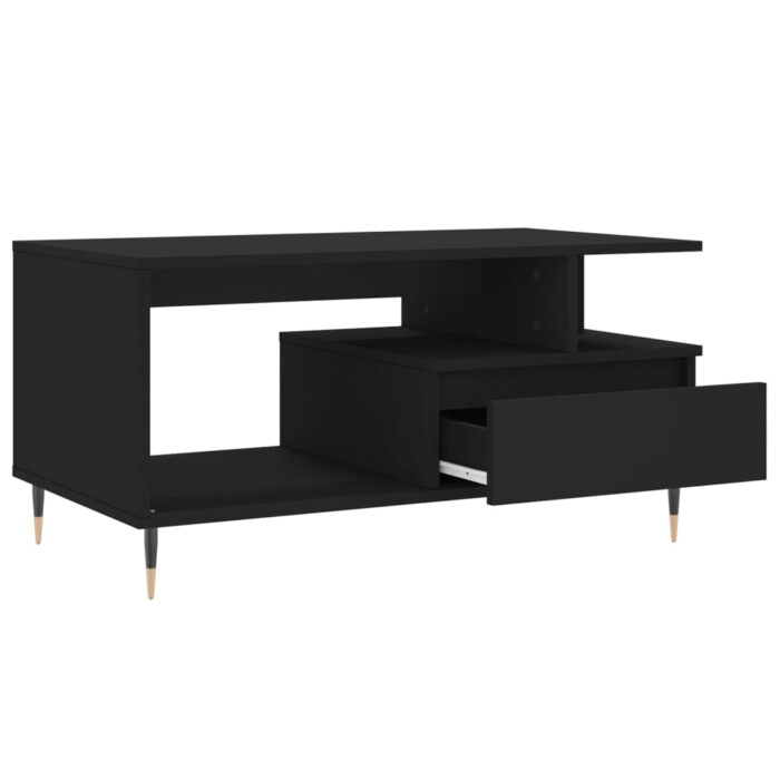 Table basse Noir 90x49x45 cm Bois d'ingénierie – Image 3