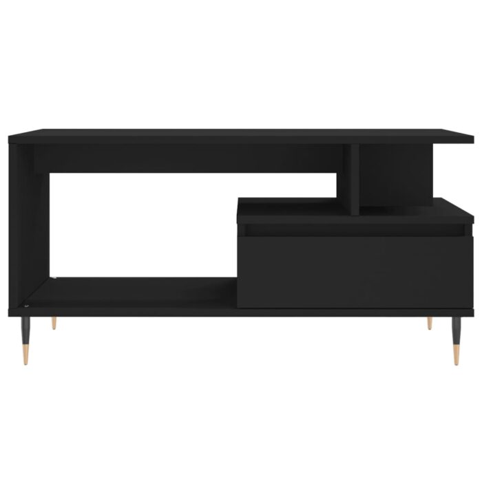 Table basse Noir 90x49x45 cm Bois d'ingénierie – Image 4