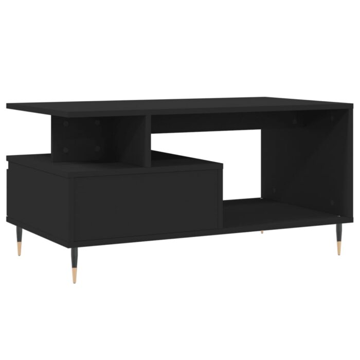 Table basse Noir 90x49x45 cm Bois d'ingénierie – Image 6