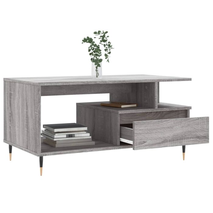 Table basse Sonoma gris 90x49x45 cm Bois d'ingénierie – Image 2
