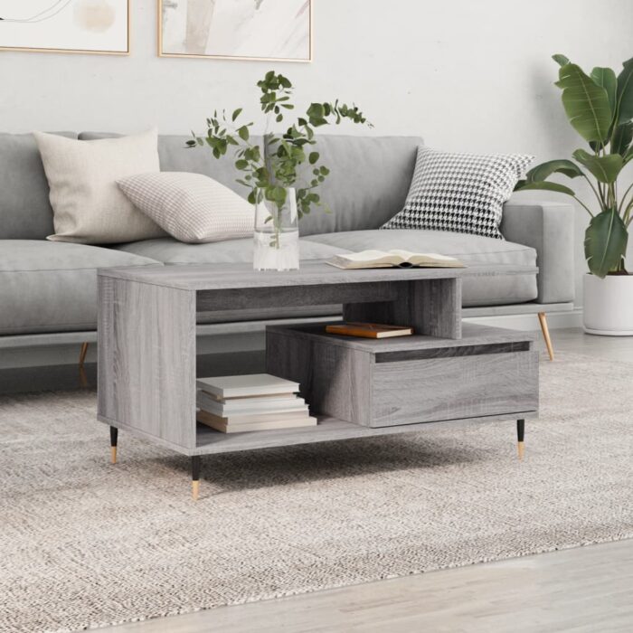 Table basse Sonoma gris 90x49x45 cm Bois d'ingénierie – Image 1