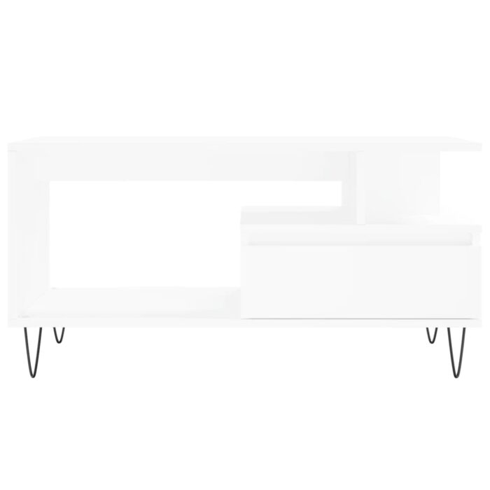 Table basse Blanc 90x49x45 cm Bois d'ingénierie – Image 3