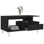 Table basse Noir 90x49x45 cm Bois d'ingénierie – Image 2