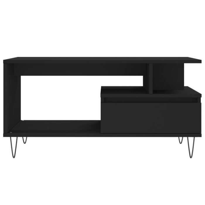 Table basse Noir 90x49x45 cm Bois d'ingénierie – Image 3