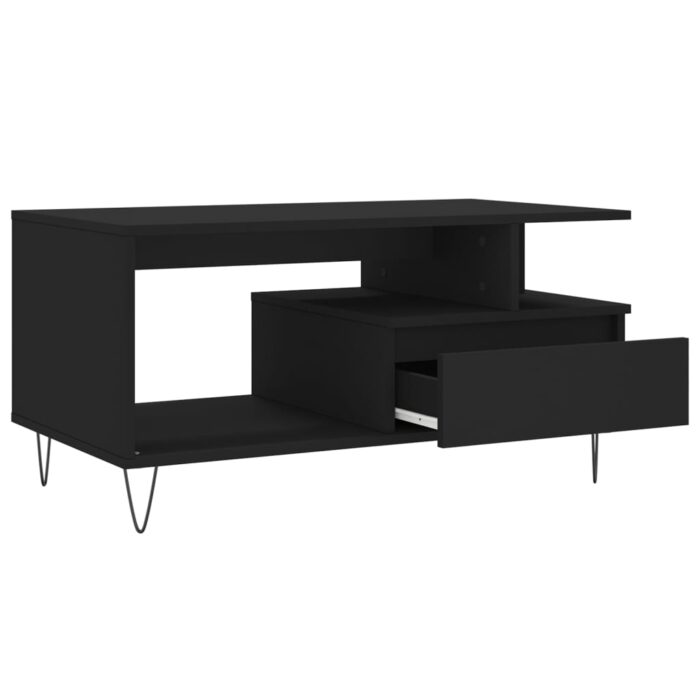 Table basse Noir 90x49x45 cm Bois d'ingénierie – Image 4