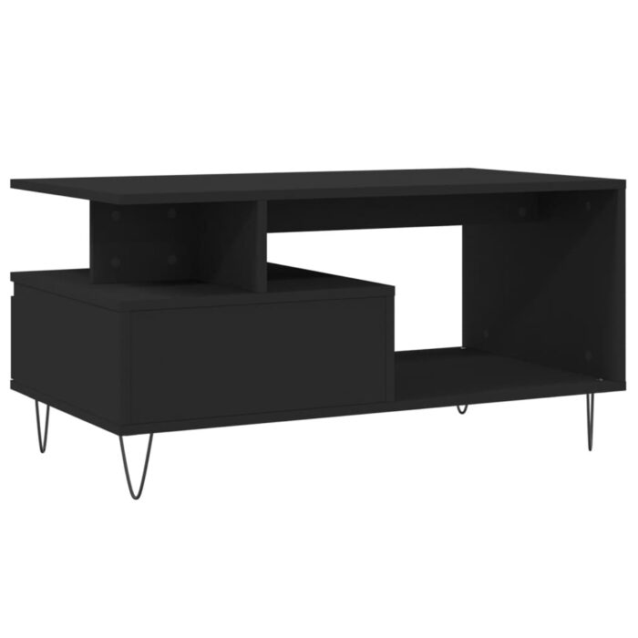Table basse Noir 90x49x45 cm Bois d'ingénierie – Image 6