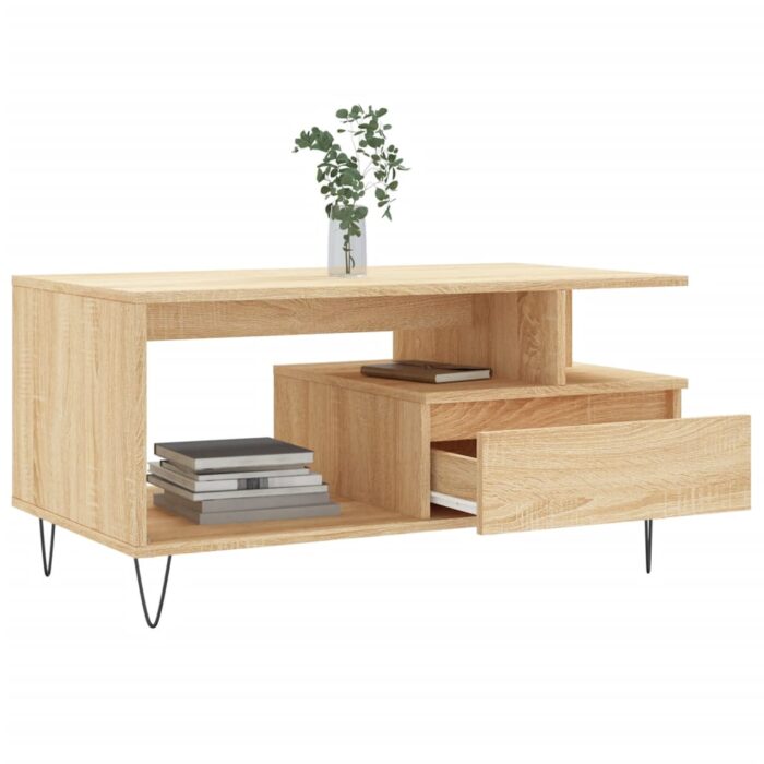 Table basse Chêne sonoma 90x49x45 cm Bois d'ingénierie – Image 2