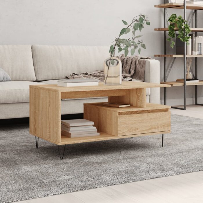 Table basse Chêne sonoma 90x49x45 cm Bois d'ingénierie – Image 1