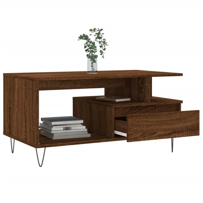 Table basse Chêne marron 90x49x45 cm Bois d'ingénierie – Image 2