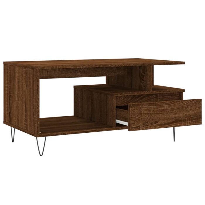 Table basse Chêne marron 90x49x45 cm Bois d'ingénierie – Image 4