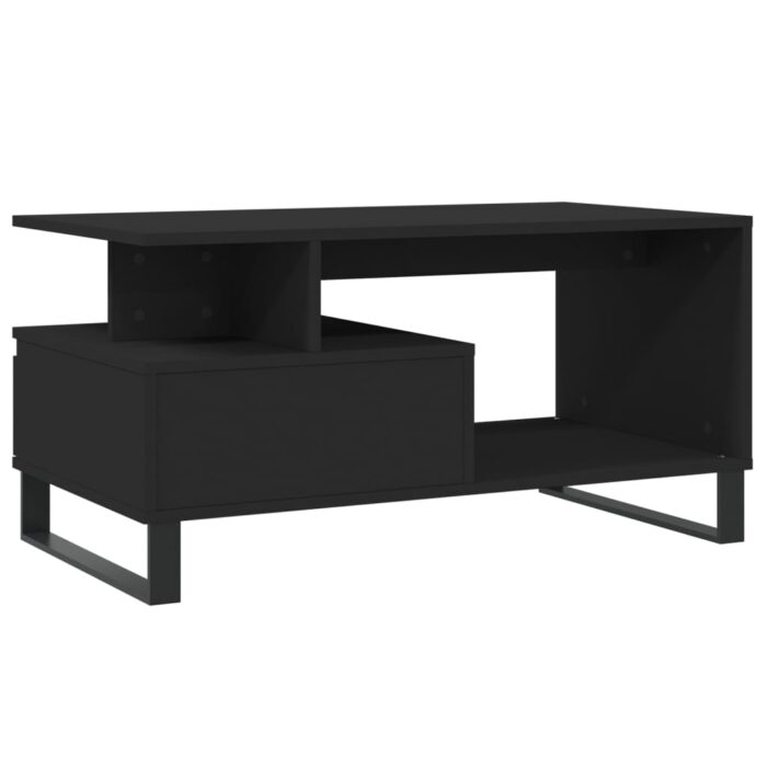 Table basse Noir 90x49x45 cm Bois d'ingénierie – Image 6