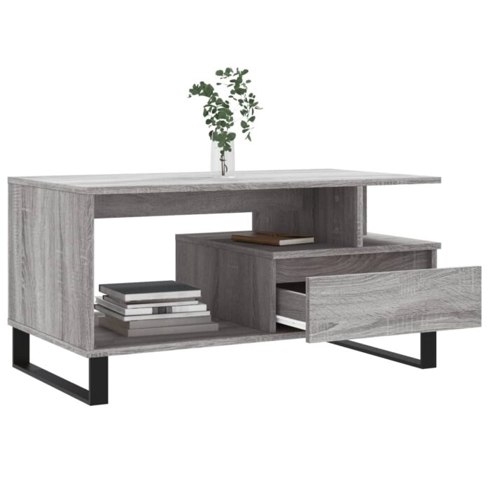 Table basse Sonoma gris 90x49x45 cm Bois d'ingénierie – Image 2