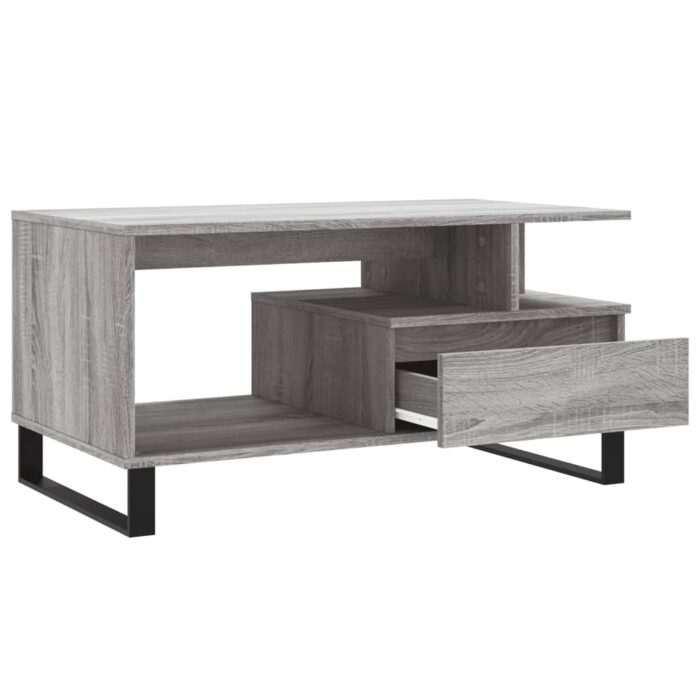 Table basse Sonoma gris 90x49x45 cm Bois d'ingénierie – Image 4