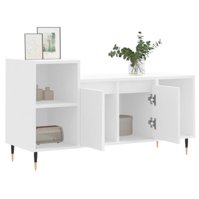 Meuble TV Blanc 100x35x55 cm Bois d'ingénierie – Image 2