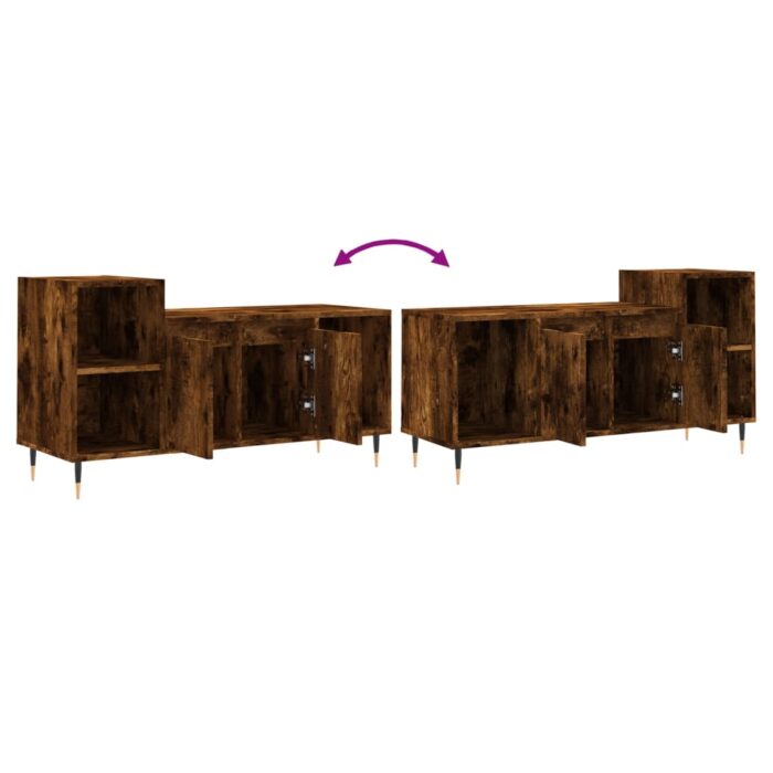 Meuble TV Chêne fumé 100x35x55 cm Bois d'ingénierie – Image 7
