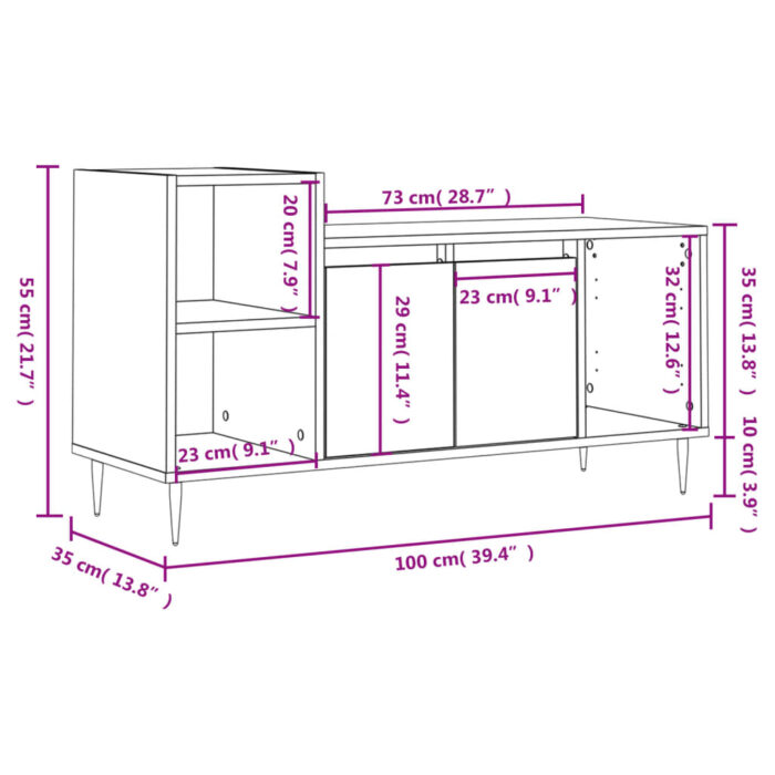 Meuble TV Sonoma gris 100x35x55 cm Bois d'ingénierie – Image 10