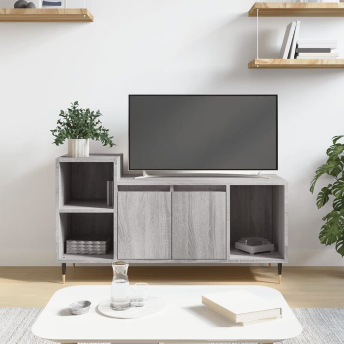 Meuble TV Sonoma gris 100x35x55 cm Bois d'ingénierie – Image 1