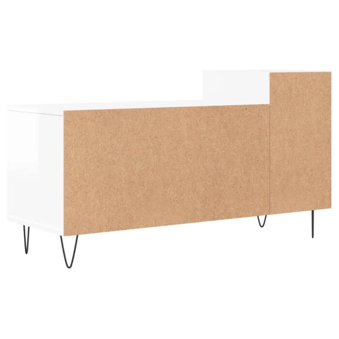 Meuble TV Blanc brillant 100x35x55 cm Bois d'ingénierie – Image 6