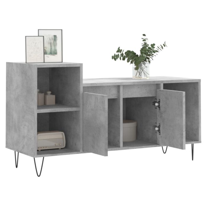 Meuble TV Gris béton 100x35x55 cm Bois d'ingénierie – Image 2