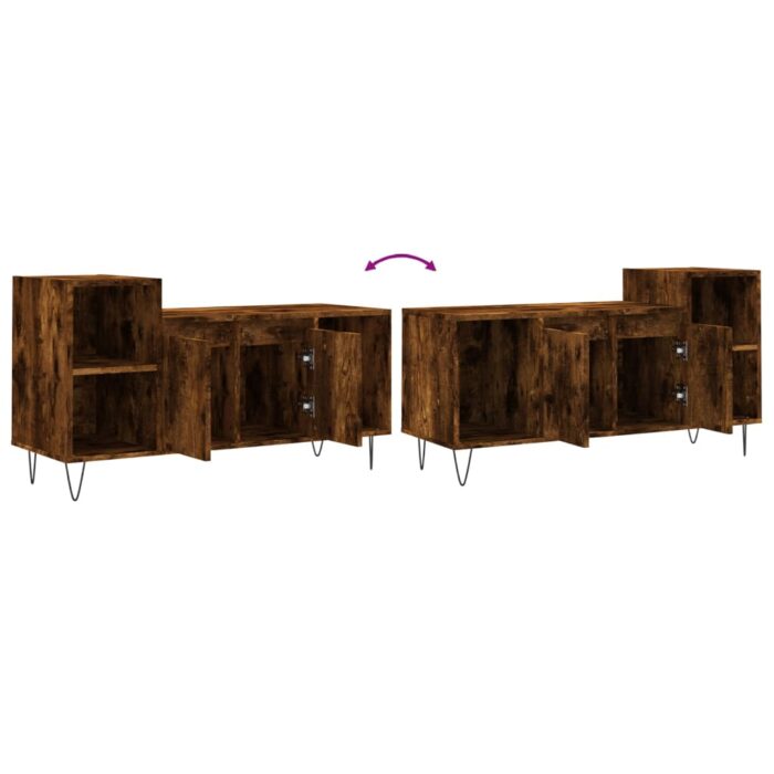 Meuble TV Chêne fumé 100x35x55 cm Bois d'ingénierie – Image 7