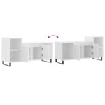 Meuble TV Blanc 100x35x55 cm Bois d'ingénierie – Image 7