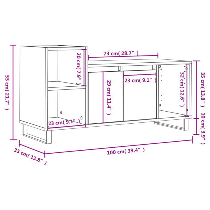 Meuble TV Blanc brillant 100x35x55 cm Bois d'ingénierie – Image 10