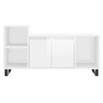 Meuble TV Blanc brillant 100x35x55 cm Bois d'ingénierie – Image 3
