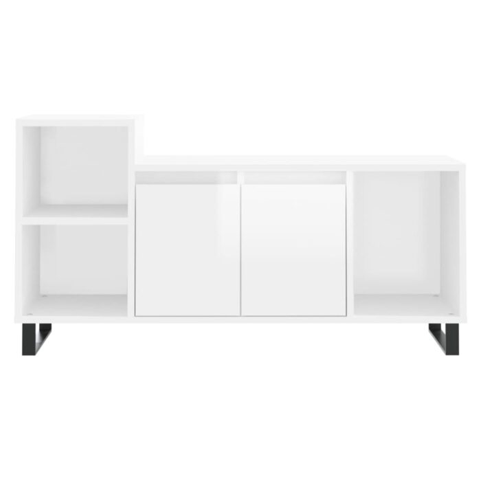 Meuble TV Blanc brillant 100x35x55 cm Bois d'ingénierie – Image 3