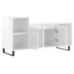 Meuble TV Blanc brillant 100x35x55 cm Bois d'ingénierie – Image 4
