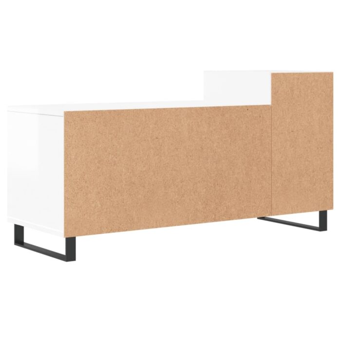 Meuble TV Blanc brillant 100x35x55 cm Bois d'ingénierie – Image 6