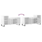 Meuble TV Blanc brillant 100x35x55 cm Bois d'ingénierie – Image 7