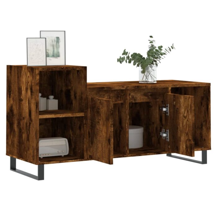 Meuble TV Chêne fumé 100x35x55 cm Bois d'ingénierie – Image 2