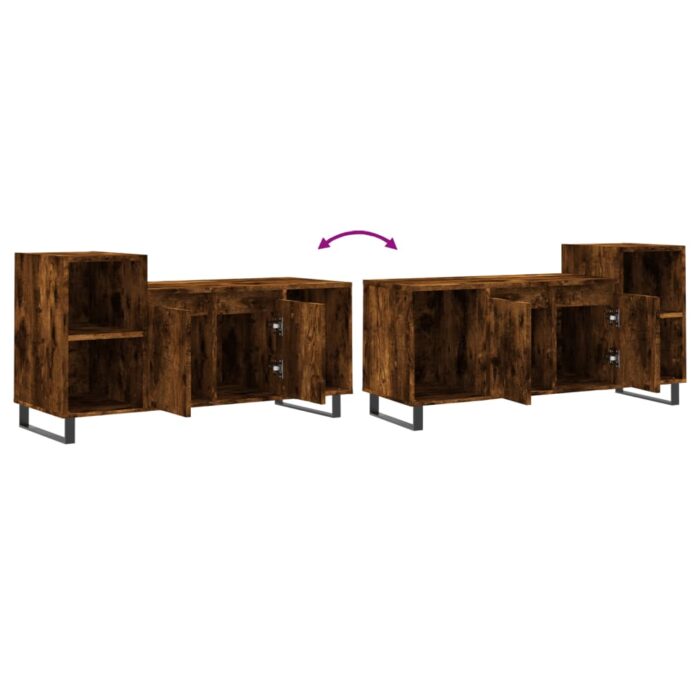 Meuble TV Chêne fumé 100x35x55 cm Bois d'ingénierie – Image 7