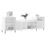 Meuble TV Blanc brillant 160x35x55 cm Bois d'ingénierie – Image 2